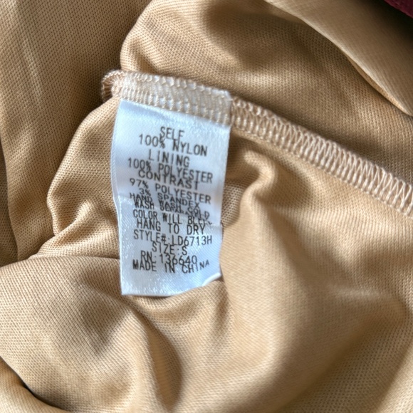 L'atiste By Amy Lace Party Dress Sz S Hi Low Hem Long Sleeve Dark Red Mermaid - Picture 3 of 9